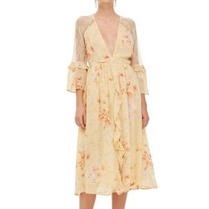 NEW TOPSHOP FLORAL PRINT LACE MIDI DRESS